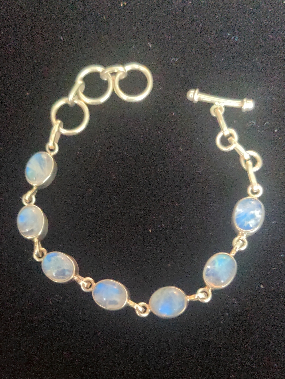 New Sterling Silver Moonstone Bracelet,  Adjustable From 6-7 1/2" Dainty